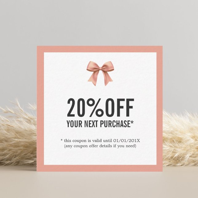 Elegant Pastel Ribbon Shop Next Purchase Coupon Card (Creator Uploaded)