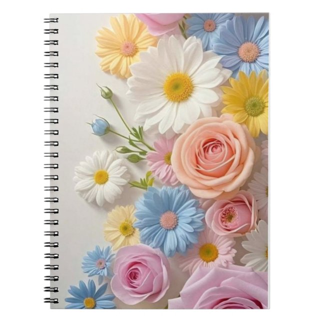 Elegant Pastel Rose Garden: Wallet Case Notebook (Front)