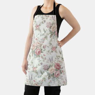 Elegant Pastel Roses Shabby Chic Apron