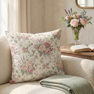 Elegant Pastel Roses Shabby Chic Cushion