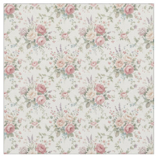 Elegant Pastel Roses Shabby Chic Fabric