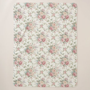 Elegant Pastel Roses Shabby Chic Sherpa Blanket
