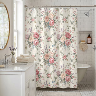 Elegant Pastel Roses Shabby Chic Shower Curtain