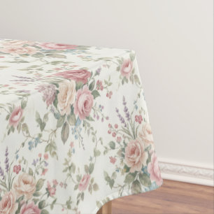 Elegant Pastel Roses Shabby Chic Tablecloth