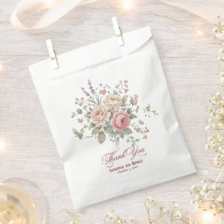 Elegant Pastel Roses Shabby Chic Wedding Favour Bag