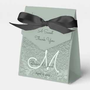 Elegant Pastel Sage Green Wedding Monogram Favour Box
