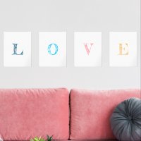 Elegant Pastel Shades Letters Spell the Word Love