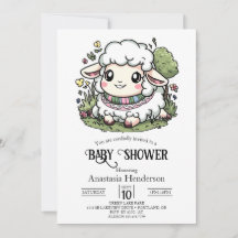 Elegant Pastel Sheep Baby Shower