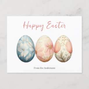 Elegant Pastel Spring Floral Easter Eggs  Holiday Postcard