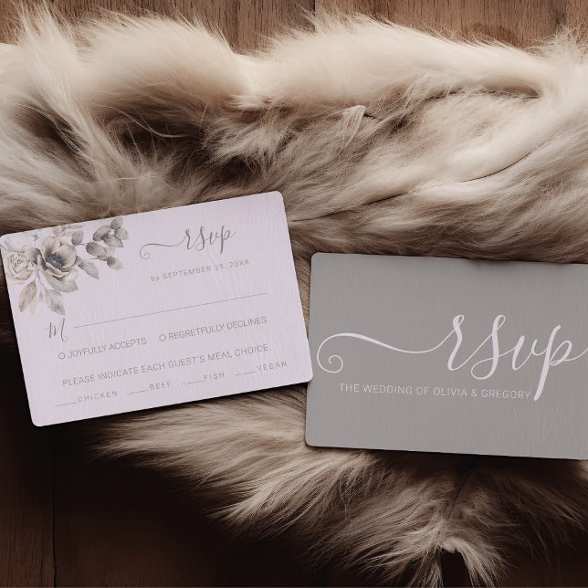 Elegant Pastel Spring Flower Wedding Meal Choice RSVP Card (Elegant Pastel Spring Flower Wedding Meal Choice RSVP Card)