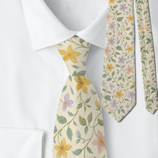 Elegant Pastel Star Flower Pattern Tie