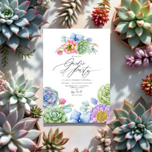 Elegant Pastel Succulent Garden Party Invitation