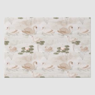 Elegant pastel swan pattern tissue paper