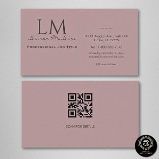 Elegant Pastel Taupe Pink QR Code Business Card