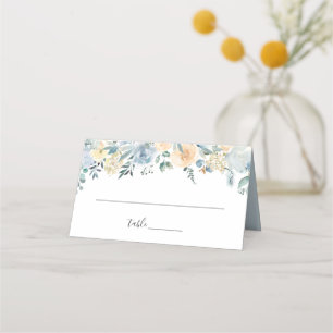 Elegant Pastel Vanilla Blue Floral Wedding Place Card