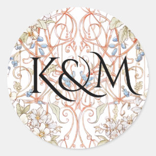 Elegant Pastel Vintage Floral Arch Wedding Classic Round Sticker