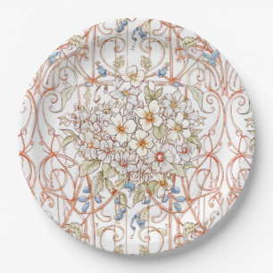 Elegant Pastel Vintage Floral Arch Wedding  Paper Plate