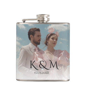Elegant Pastel Vintage picture Wedding Hip Flask