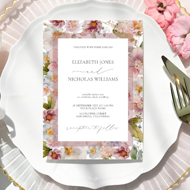 Elegant Pastel Watercolor Floral Wedding Invitation (Creator Uploaded)