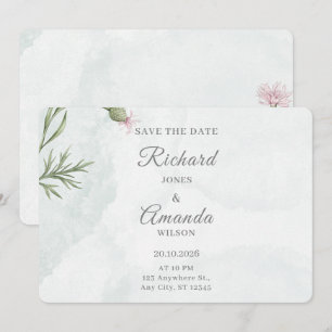 Elegant Pastel Watercolor Floral Wedding Save The Date