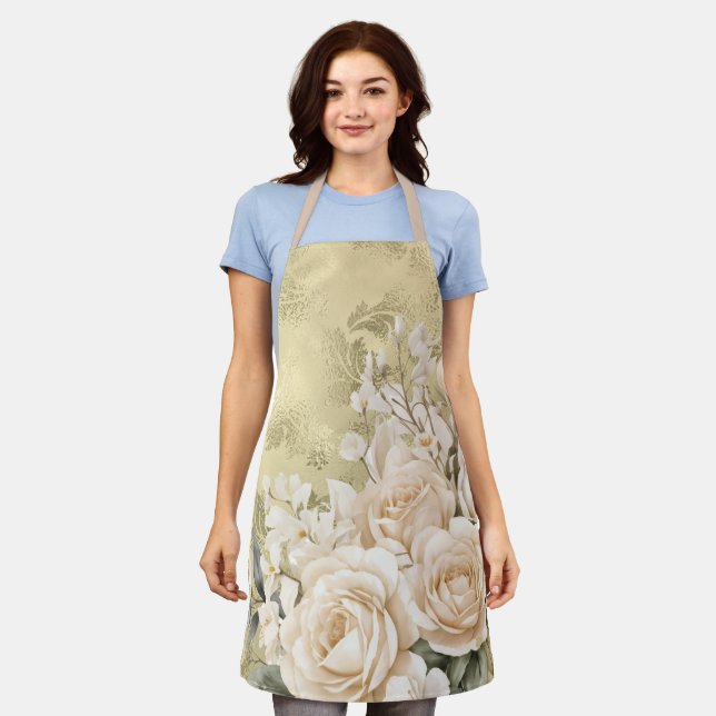 Elegant Pastel Watercolor Flowers  Apron (Worn)