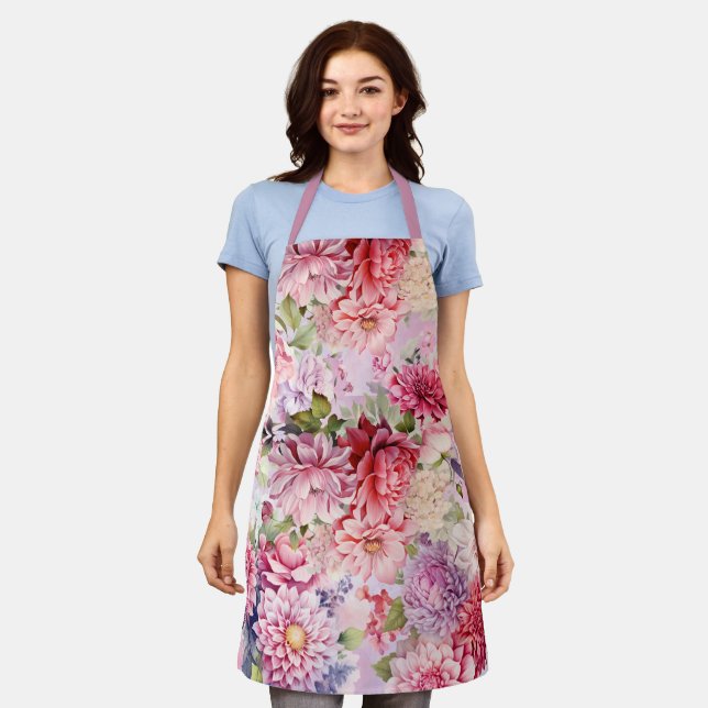 Elegant Pastel Watercolor Flowers  Apron (Worn)
