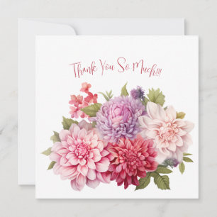 Elegant Pastel Watercolor Flowers Thank You Card