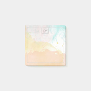 Elegant Pastel Watercolor Monogrammed Post-it Notes