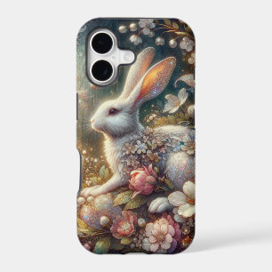 Elegant Pastel Watercolor Rabbit In Flower Garden