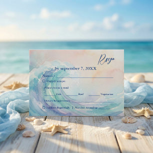 Elegant Pastel Watercolor Rsvp Soft Blush Card