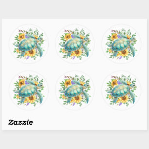 Elegant Pastel Watercolor Sea Turtle Classic Round Sticker