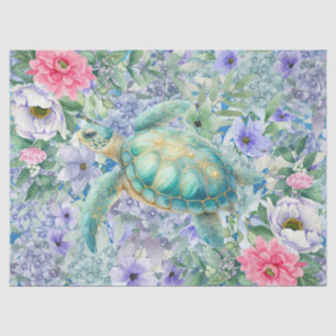 Elegant Pastel Watercolor Sea Turtle Decoupage Tissue Paper