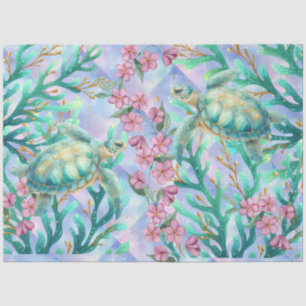 Elegant Pastel Watercolor Sea Turtles Decoupage Tissue Paper