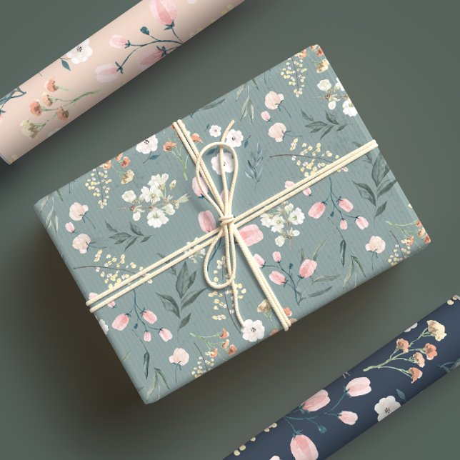 Elegant Pastel Watercolor Wildflower Meadow Wrapping Paper Sheet (Creator Uploaded)