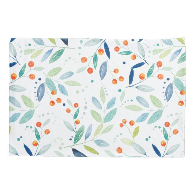 Elegant Pastel Watercolors Botanical Pattern Pillowcase (Back)
