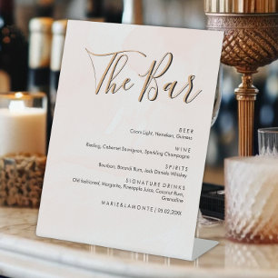 Elegant Pastel Wedding Drinks Bar Menu Pedestal Sign