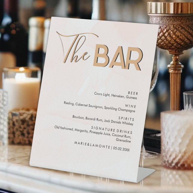 Elegant Pastel Wedding Drinks Bar Menu Pedestal Sign (Elegant Pastel Wedding Drinks Bar Menu Pedestal Sign)