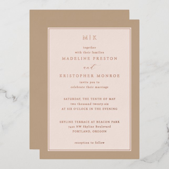 Elegant Pastel Wedding Invitation (Front/Back)