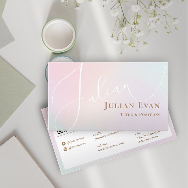 Elegant Pastel Whimsical Pink Feminine Business Card (Creator Uploaded)