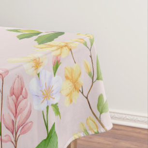 Elegant Pastel Wildflower Border Tablecloth
