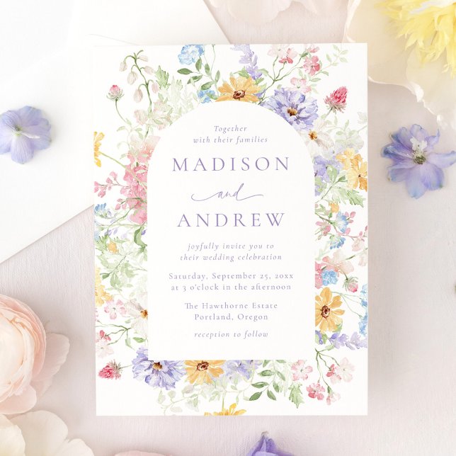 Elegant Pastel Wildflower Garden Wedding Invitation (Creator Uploaded)
