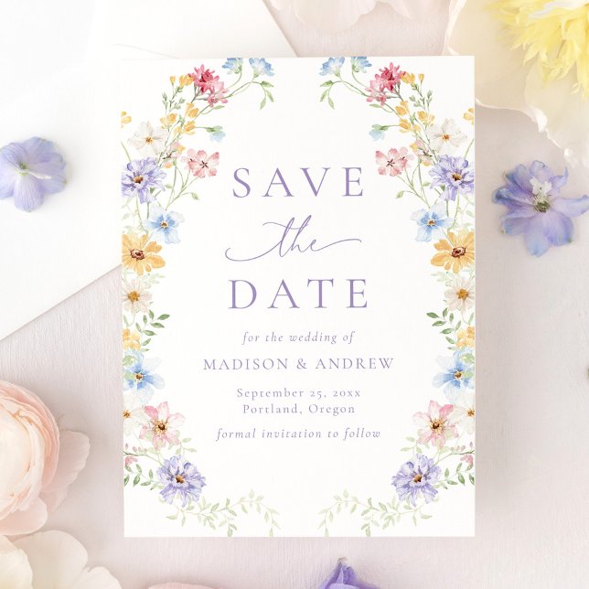 Elegant Pastel Wildflower Garden Wedding Save The Date (Creator Uploaded)