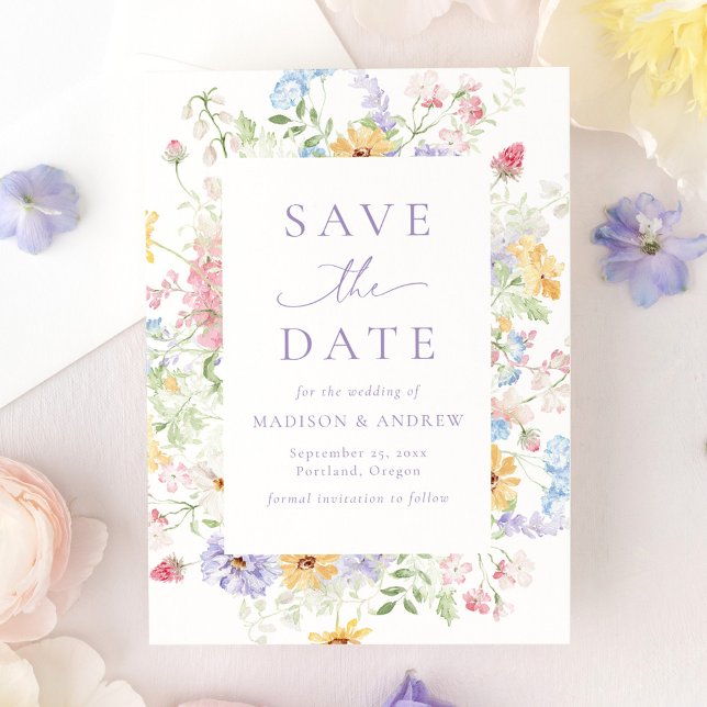 Elegant Pastel Wildflower Garden Wedding Save The Date (Creator Uploaded)