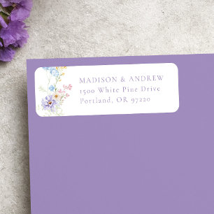 Elegant Pastel Wildflower Wedding Return Address Label