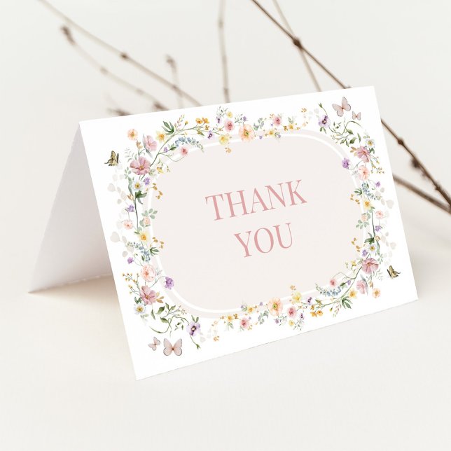 Elegant Pastel Wildflowers Blank Wedding Thank You (Creator Uploaded)