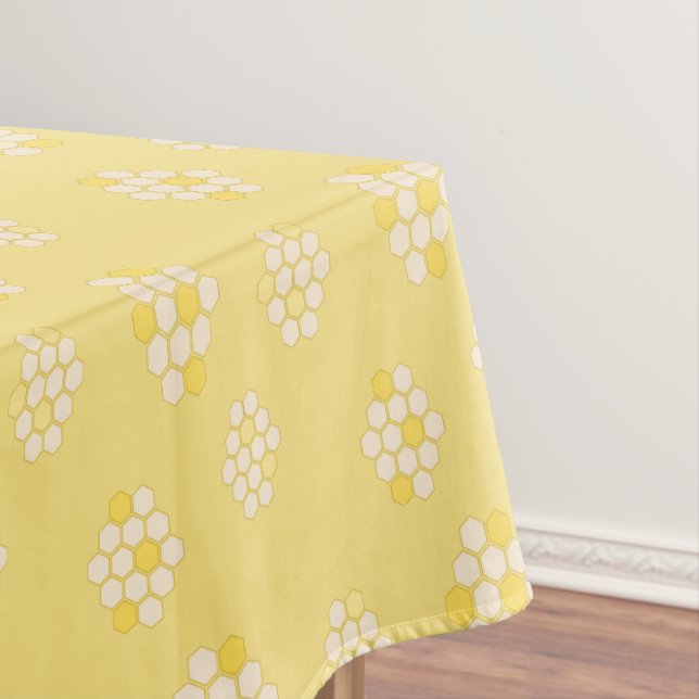 Elegant Pastel Yellow Honeycomb Baby Shower  Tablecloth (In Situ)