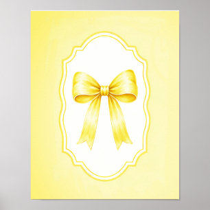Elegant Pastel Yellow Satin Bow Tied Ribbon Poster