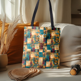 Elegant Patchwork with Floral & Geometric Patterns Tote Bag
