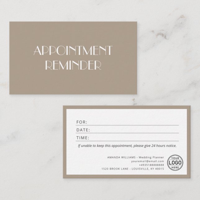 Elegant Patient Appointment Reminder Cards (Front/Back)