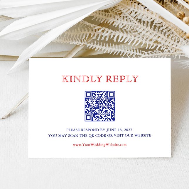 Elegant Patriotic 4th of July Wedding | QR Code RSVP Card (Creator Uploaded)